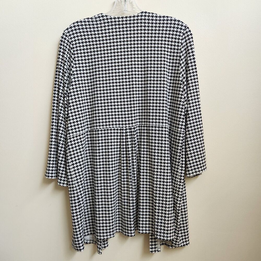 J. Jill Wearever Collection Cardigan Women PM Black White Houndstooth Open Front - Picture 4 of 12